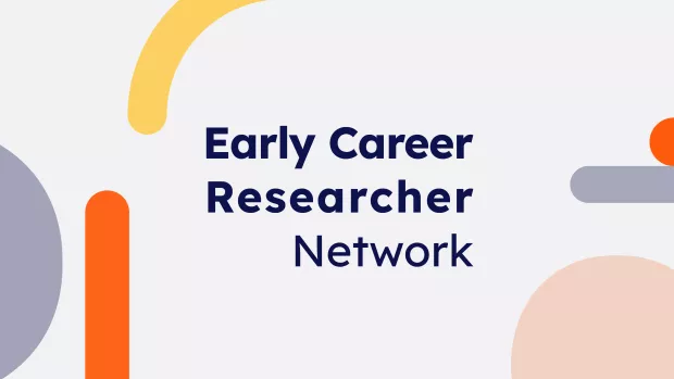 Slogan Early Career Researcher Network on a neutral background with circular, coloured icons